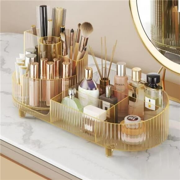 360 Rotating Makeup Organizer Large Capacity Vanity Storage Display Case - Picture 1 of 7